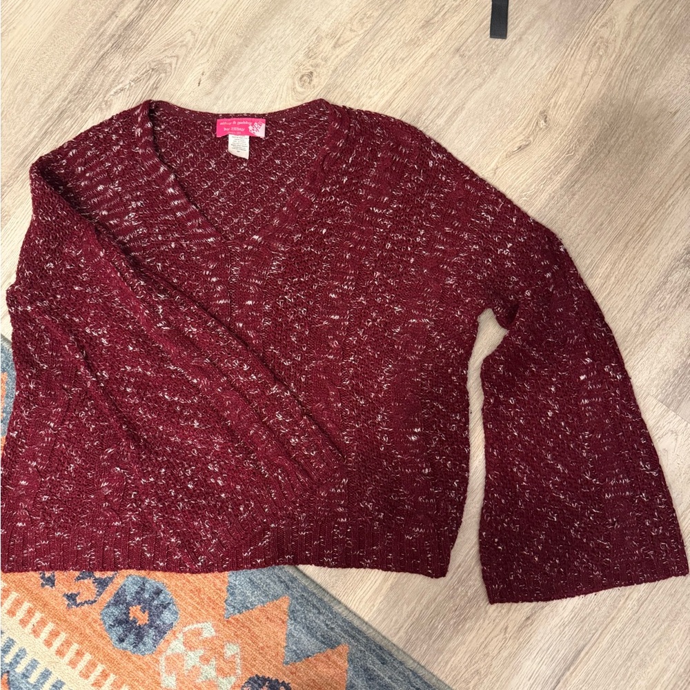 Maroon Bell Sleeve Sweater